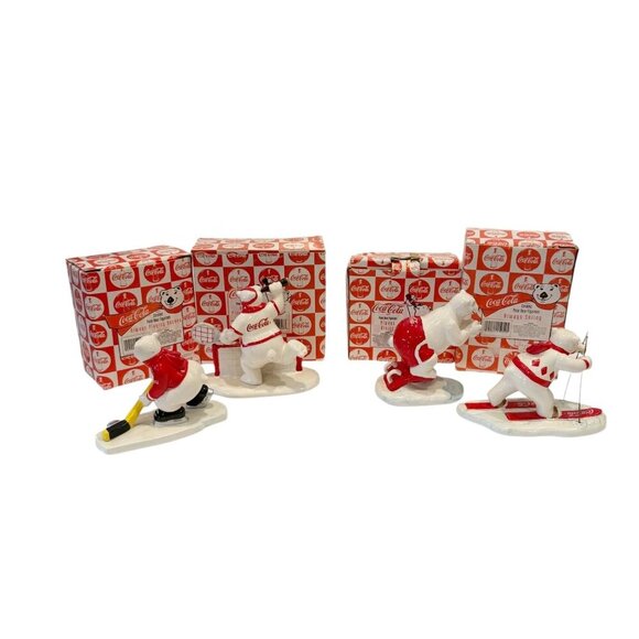 Coca-Cola Polar Bear Figurines Vintage Sports Collectible Soda 1995 - Picture 7 of 7